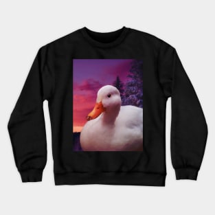 a white duck in the sky painting Crewneck Sweatshirt